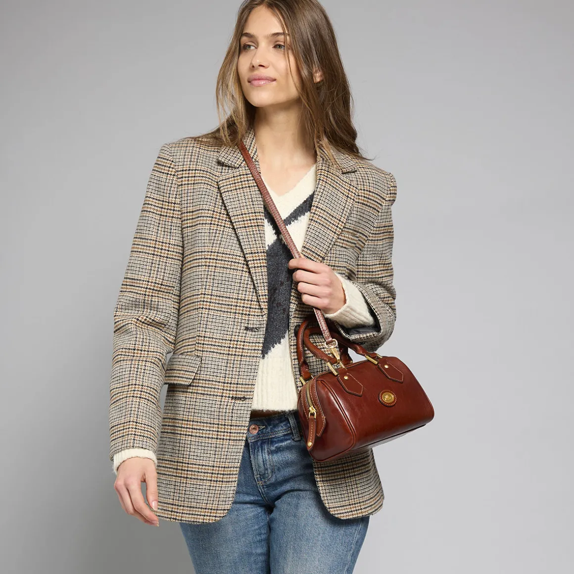 Bauletto in pelle con tracolla removibile