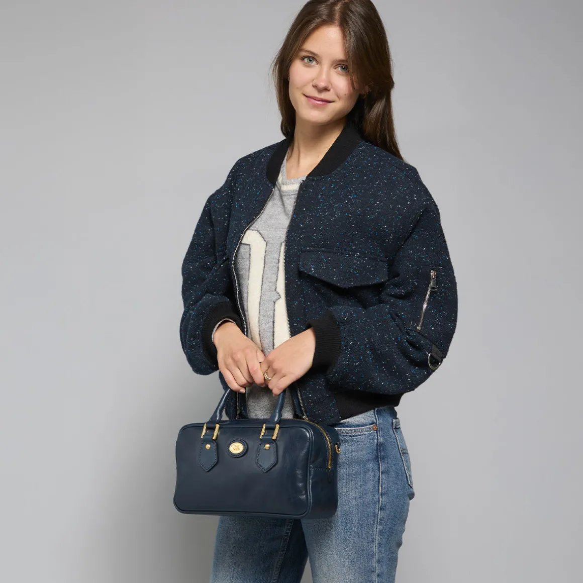 Bauletto in pelle con tracolla removibile