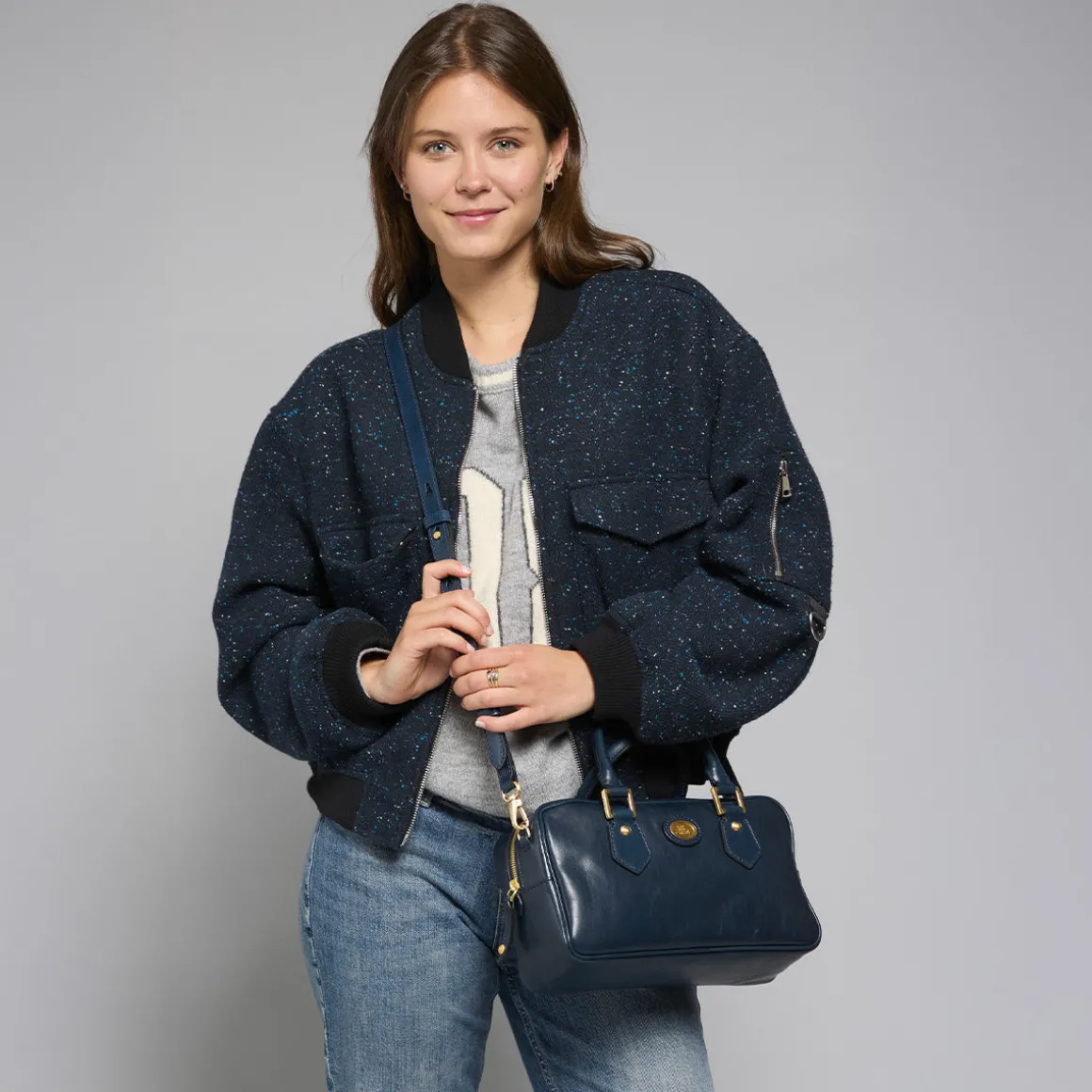 Bauletto in pelle con tracolla removibile