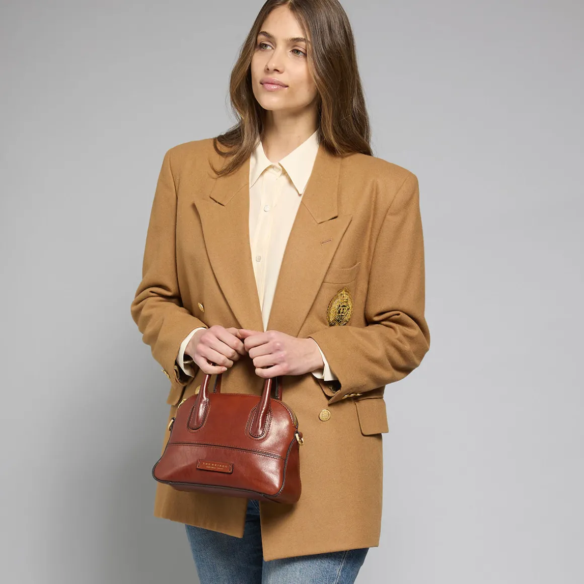 Borsa a mano in pelle con tracolla removibile