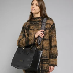 Borsa a mano in pelle con tracolla removibile