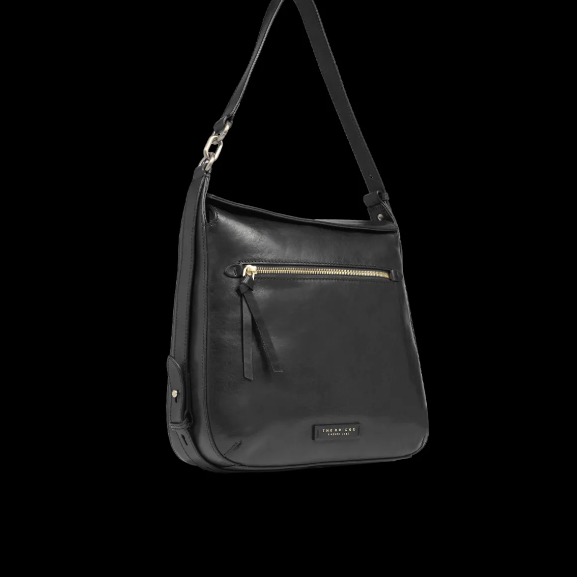Borsa a spalla in pelle con zip frontale