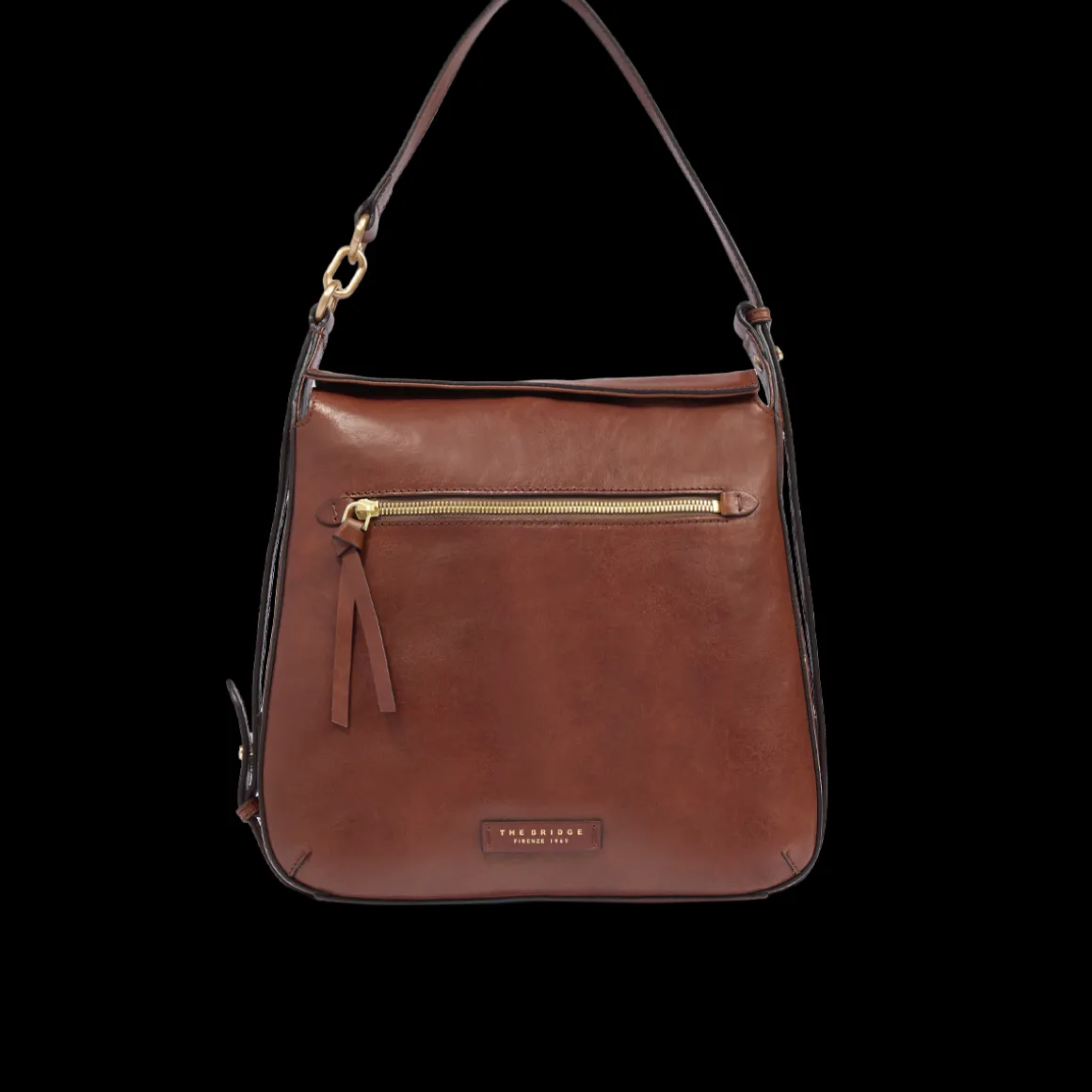 Borsa a spalla in pelle con zip frontale