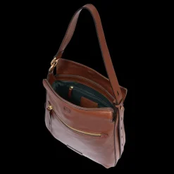 Borsa a spalla in pelle con zip frontale