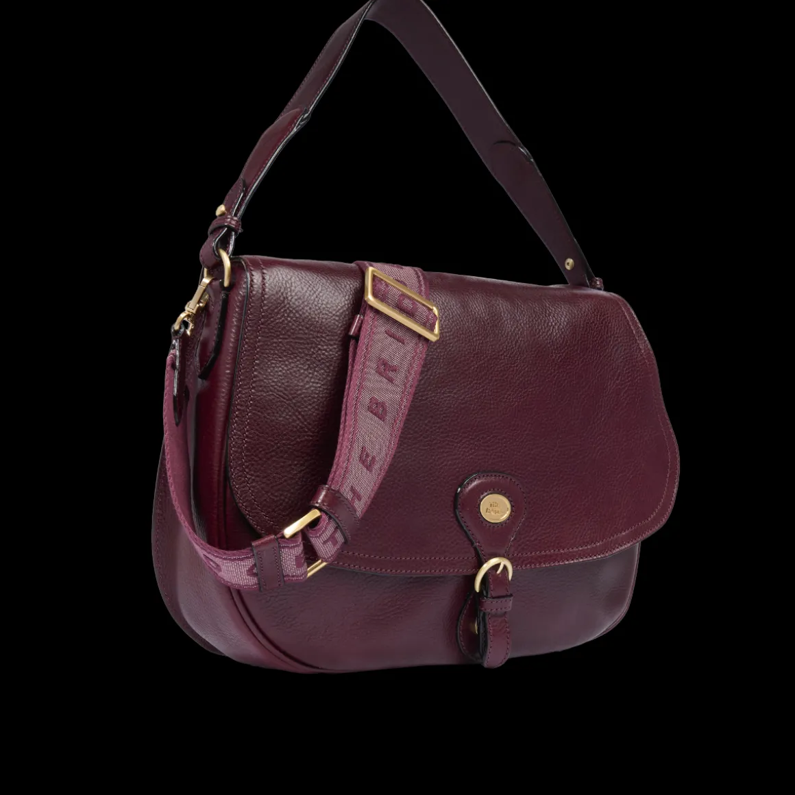 Borsa a spalla in pelle grande con patta frontale