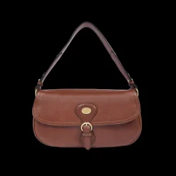 Borsa a spalla in pelle grande con patta frontale