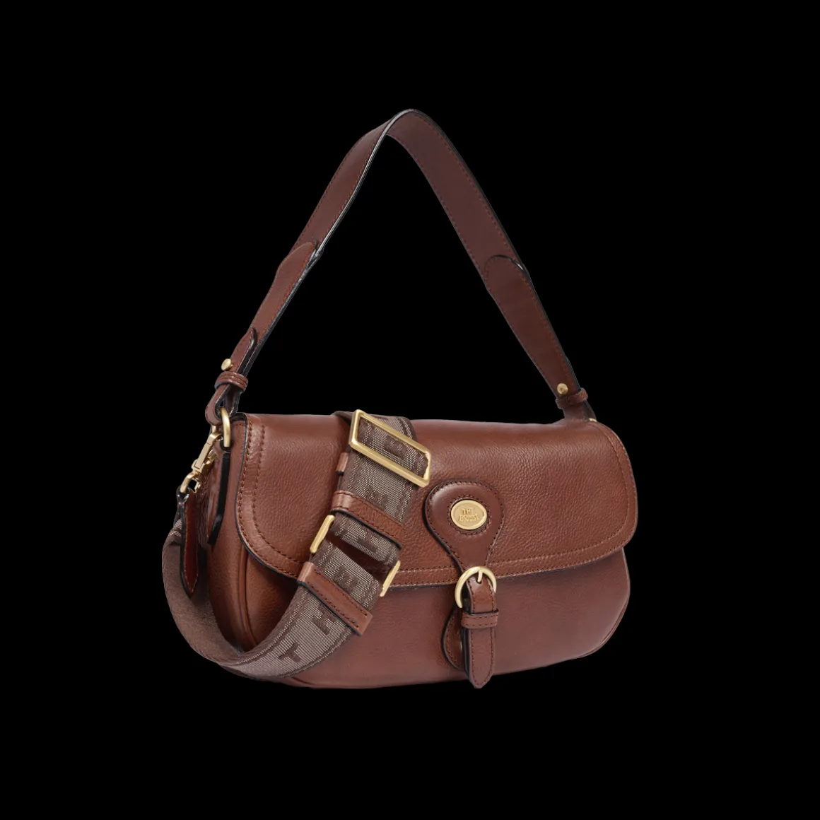 Borsa a spalla in pelle grande con patta frontale