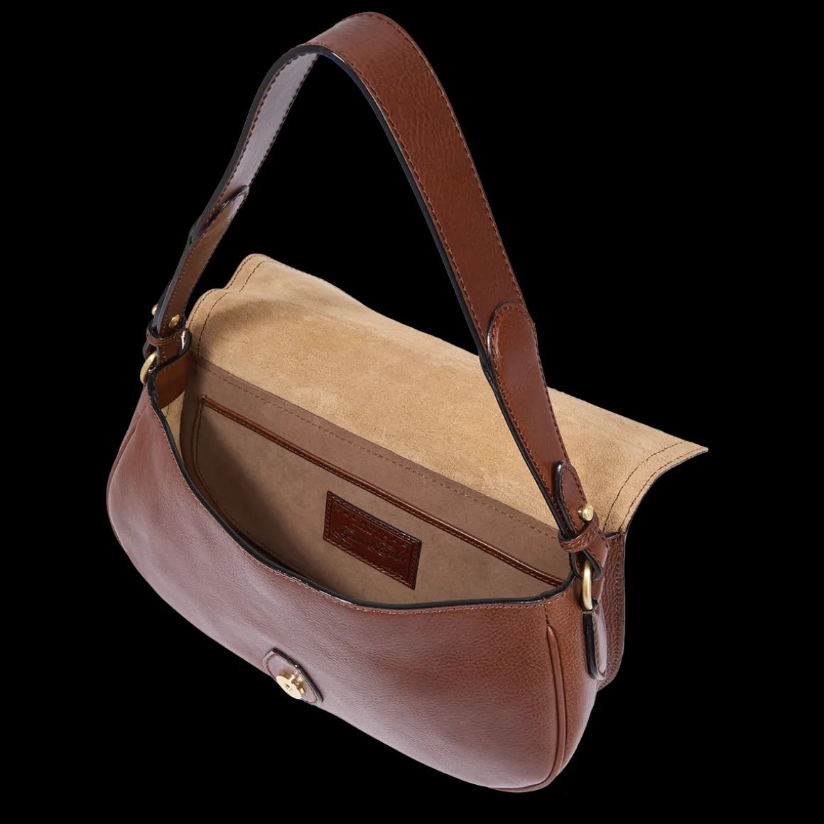 Borsa a spalla in pelle grande con patta frontale