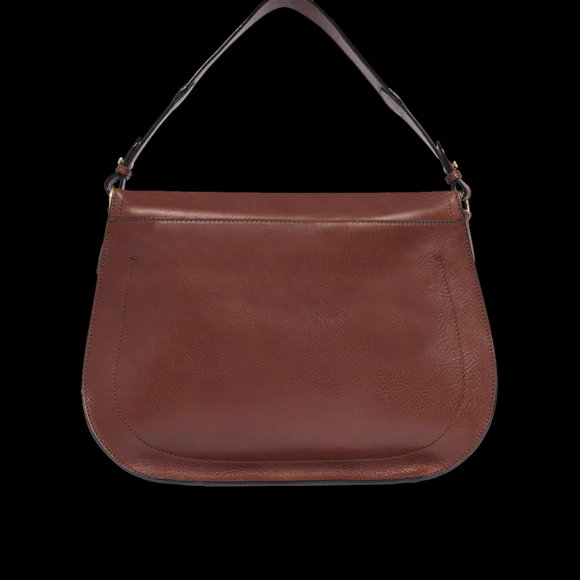 Borsa a spalla in pelle grande con patta frontale
