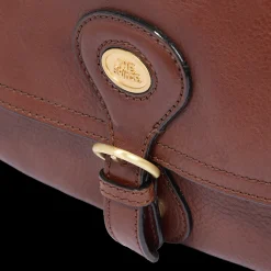 Borsa a spalla in pelle grande con patta frontale