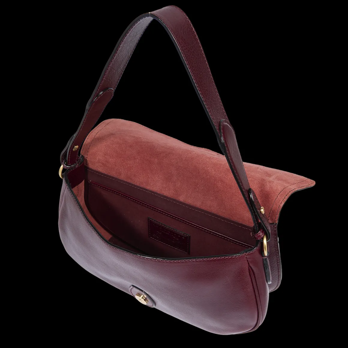Borsa a spalla in pelle grande con patta frontale