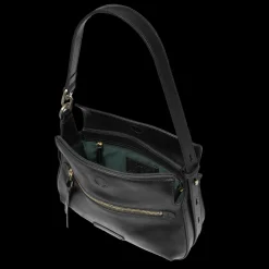 Borsa a tracolla in pelle con chiusura e zip frontale