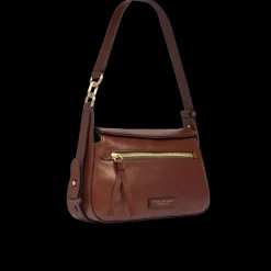 Borsa a tracolla in pelle con chiusura e zip frontale