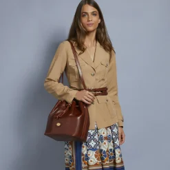 Borsa secchiello pelle con tracolla