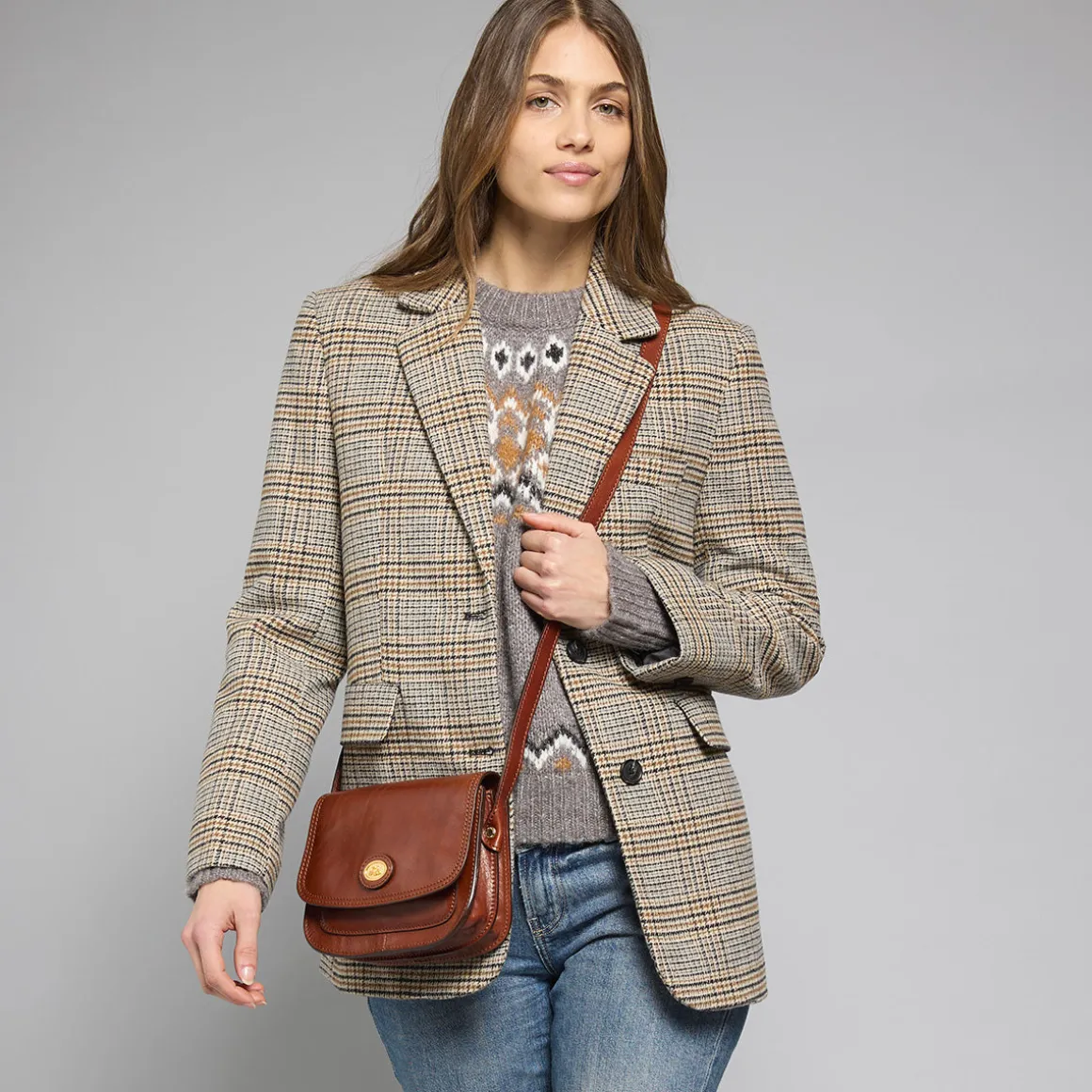 Borsa tracolla in pelle a scomparti small size