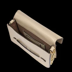 Borsa tracolla pelle con catena stampa lizard