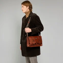 Cartella in pelle con tracolla