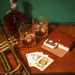 Porta carte da gioco doppioo con carte in pelle