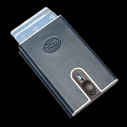 Portacarte in pelle a scatto con protezione RFID