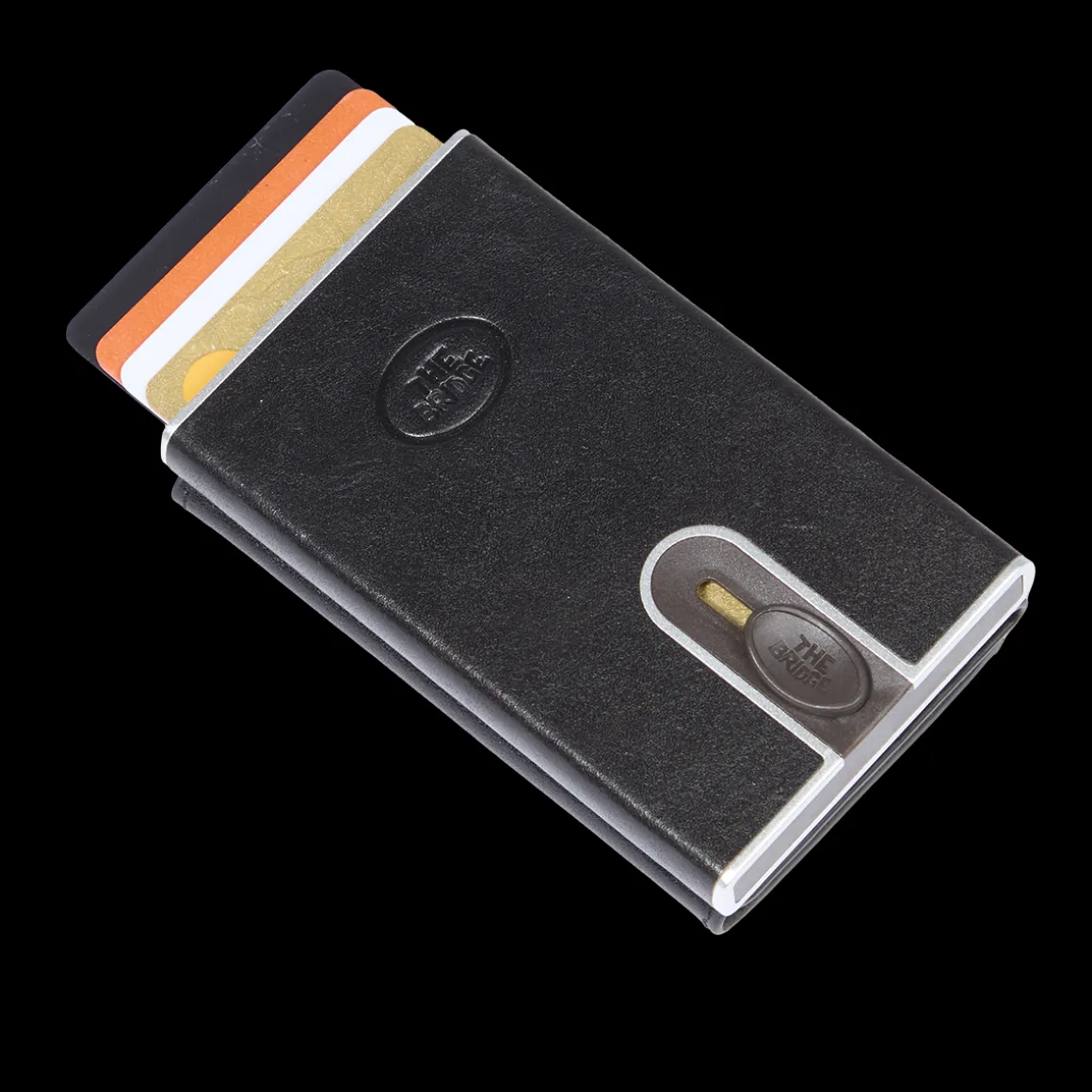 Portacarte in pelle a scatto con protezione rfid