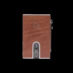 Portacarte in pelle a scatto con protezione rfid