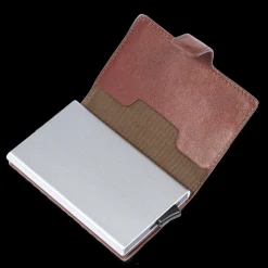 Portacarte in pelle a scatto con protezione rfid