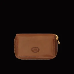 Portachiavi in pelle con sei ganci e zip