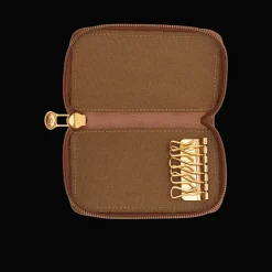 Portachiavi in pelle con sei ganci e zip