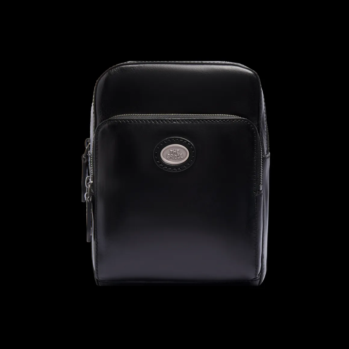 Tracolla in pelle uomo con zip frontale
