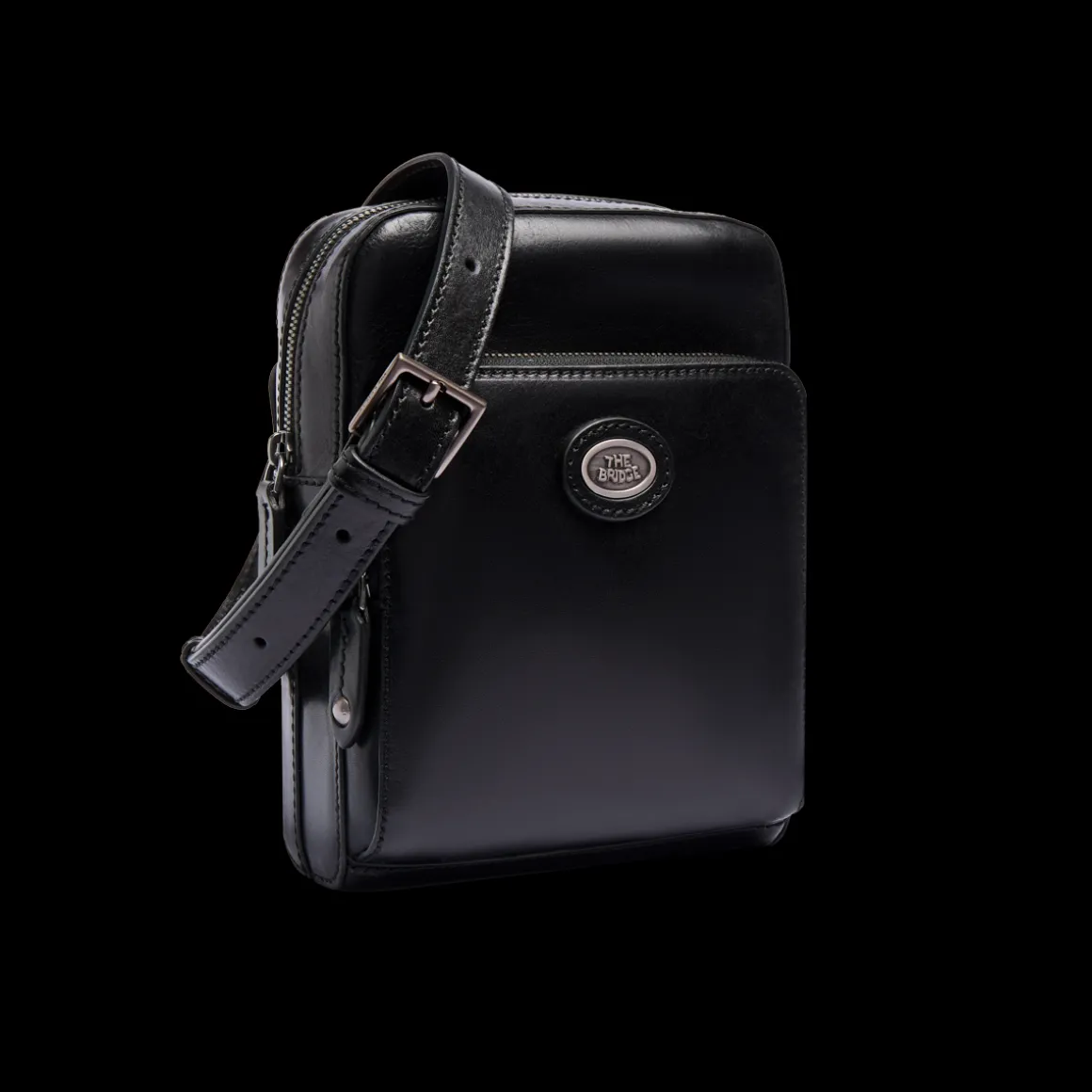 Tracolla in pelle uomo con zip frontale