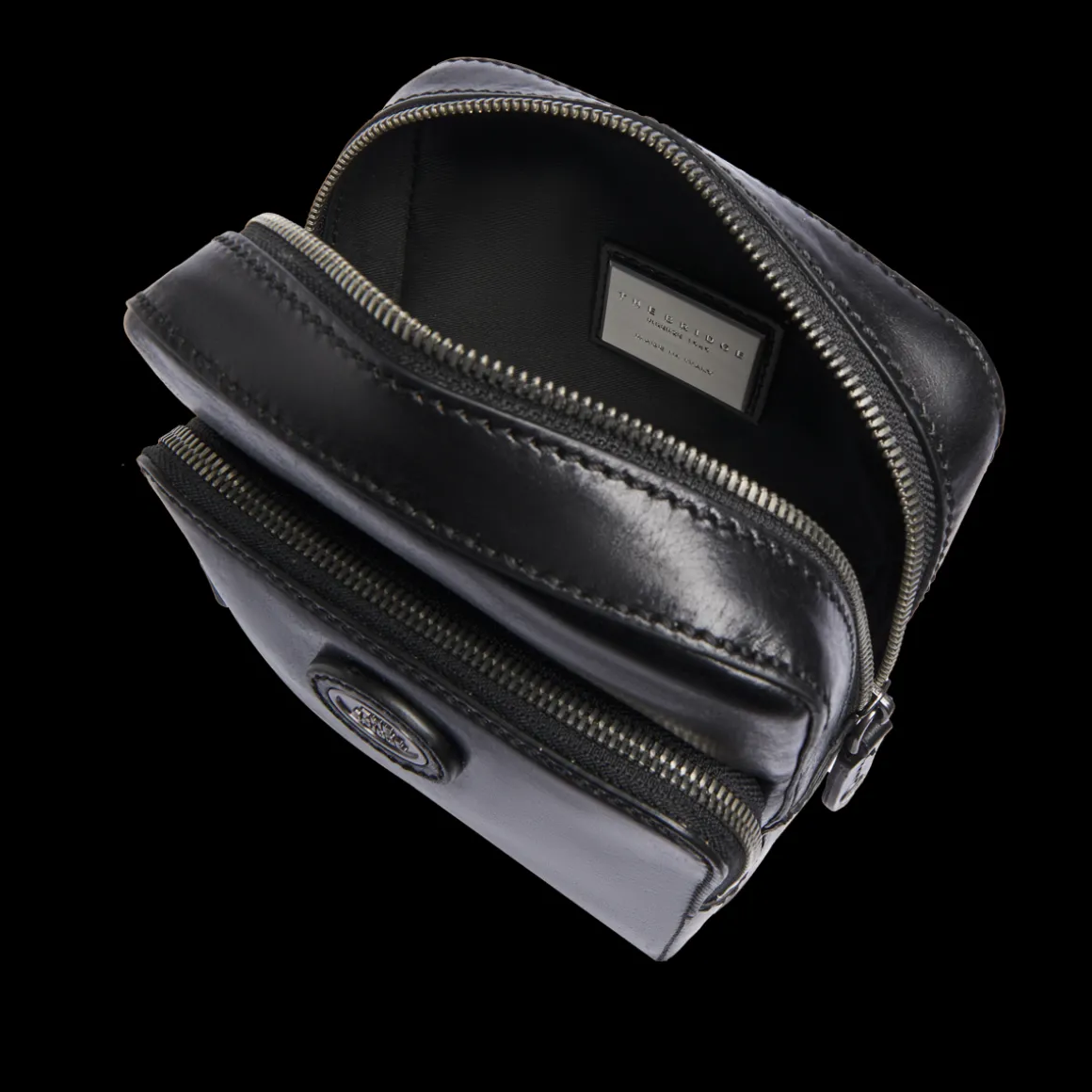 Tracolla in pelle uomo con zip frontale