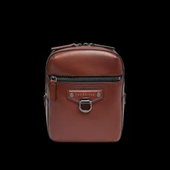 Tracolla in pelle uomo con zip frontale