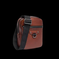 Tracolla in pelle uomo con zip frontale