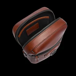 Tracolla in pelle uomo con zip frontale