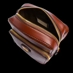 Tracolla in pelle uomo con zip frontale