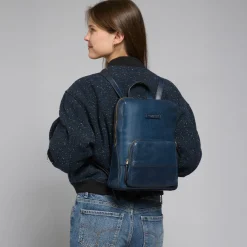 Zaino donna in pelle piccolo con tasca frontale