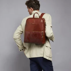 Zaino in pelle porta pc uomo due zip