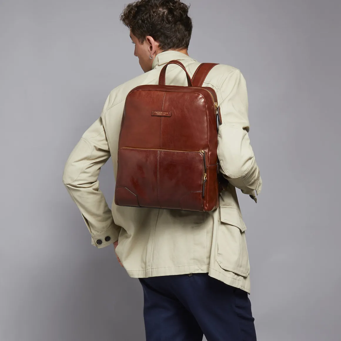Zaino in pelle porta pc uomo due zip
