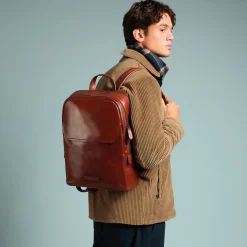 Zaino in pelle porta pc uomo due zip