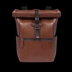 Zaino in pelle uomo con apertura roll-top