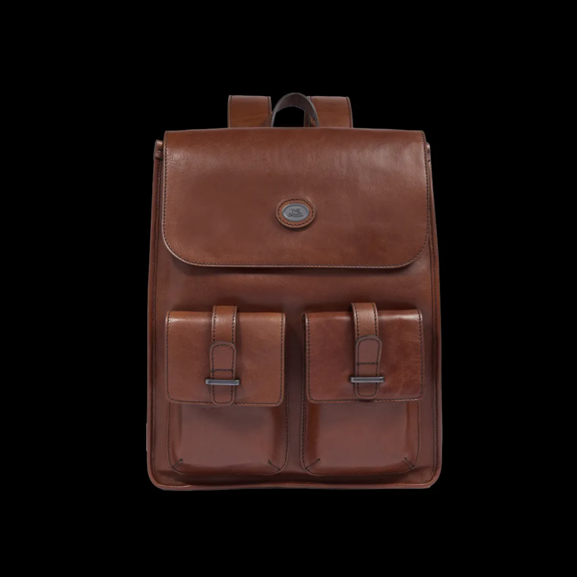 Zaino in pelle uomo con tasche frontali