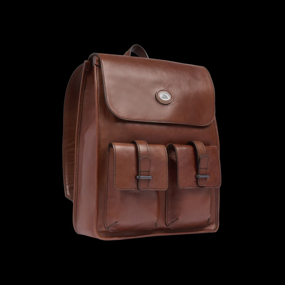 Zaino in pelle uomo con tasche frontali