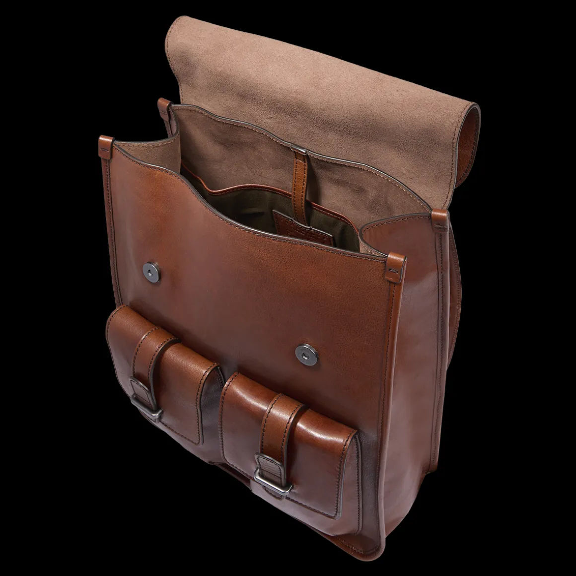 Zaino in pelle uomo con tasche frontali