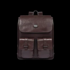 Zaino in pelle uomo con tasche frontali