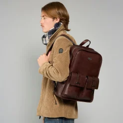 Zaino in pelle uomo una zip e tasche frontali